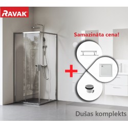 Dušas stūra komplekts kvadrātveida RAVAK Blix II NBLRV 90x90 cm ar paliktni