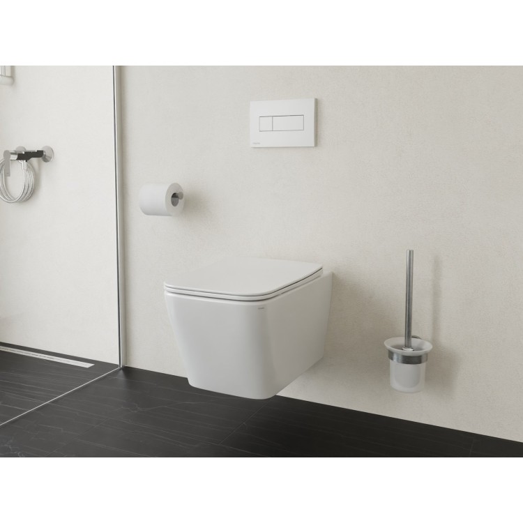 Komplekts Ravak NATURAL RimOff + Ravak rāmis ar baltu pogu
