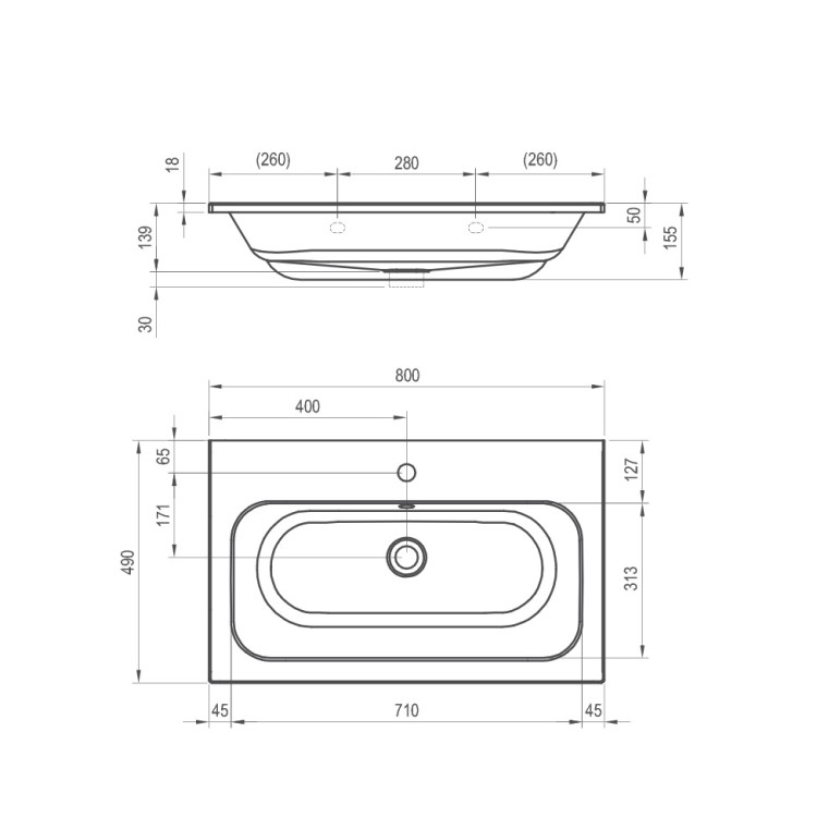 Vannas istabas skapītis ar izlietni RAVAK SD 800 Chrome II, balts/melns