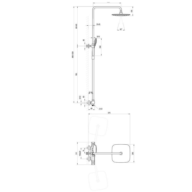 Termostata dušas sistēma RAVAK FL 091.00CR, X070442