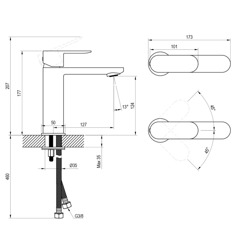 Izlietnes maisītājs RAVAK Chrome II CR 014.00 170mm, hroms