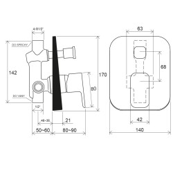 Vannas un dušas iebūvējamais maisītājs RAVAK 10° FREE TD F 061.00, X070134