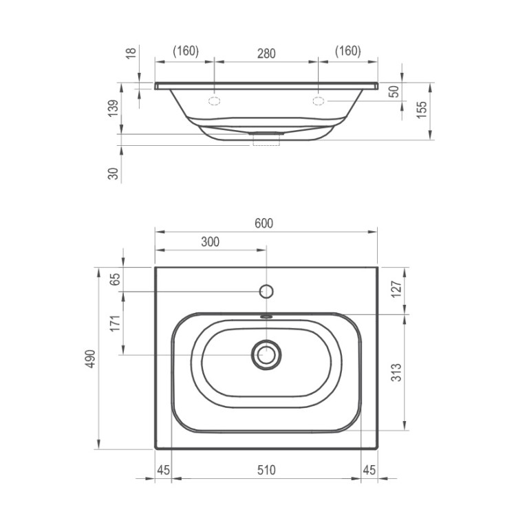 Vannas istabas skapītis ar izlietni RAVAK SD 600 Chrome II, balts/melns