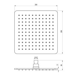 Dušas galva RAVAK Square 25x25cm 986.10WHM, X070522