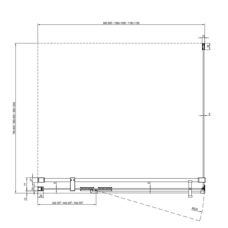 Dušas stūra komplekts kvadrātveida RAVAK COOL COSD2+COPS 100x100 cm, melns