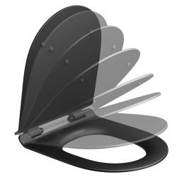 Tualetes pods piekaramais Ravak VITA RimOff ar melnu Soft Close vāku, balts