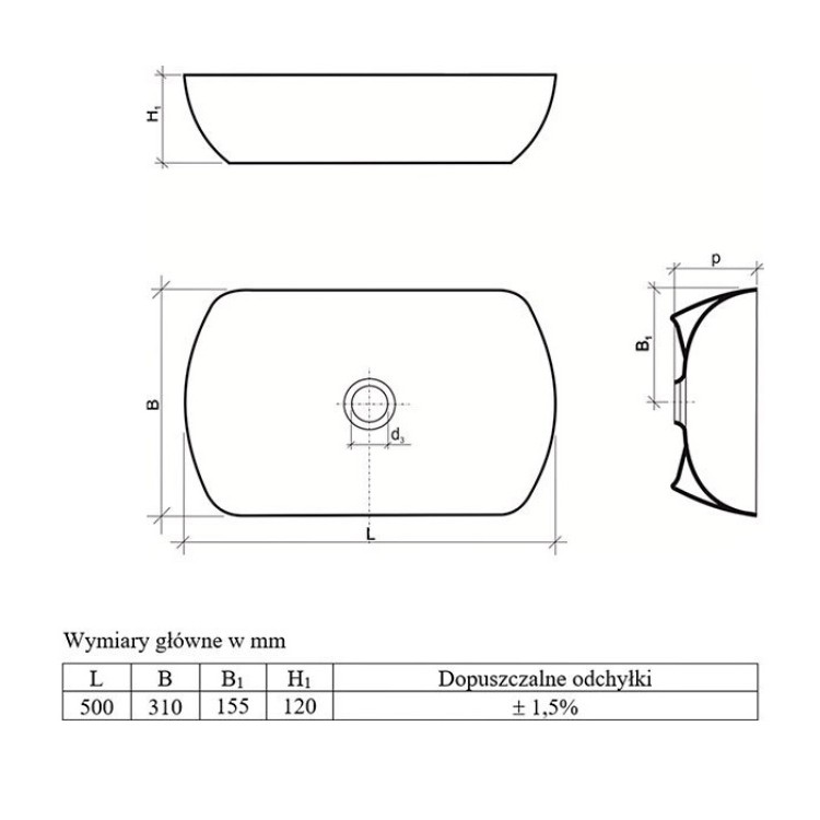 Vannas istabas uzliekamā izlietne Ravak Uni 500 O Slim 50x31cm Vannas istabas uzliekamā izlietne Ravak Uni 500 O Slim 50x31cm