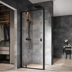 Dušas stūra komplekts kvadrātveida RAVAK Nexty NDOP1+NPSS 90x90 cm ar paliktni, melns