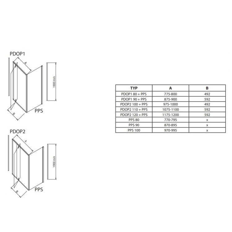 Dušas stūris taisnstūra RAVAK PIVOT PDOP2+PPS 120x100 cm