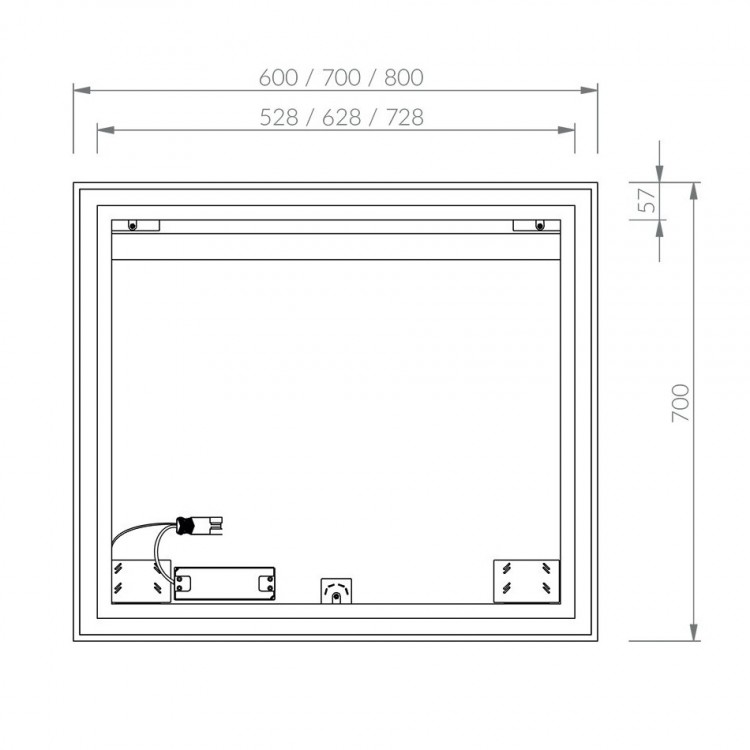 Spogulis ar fona LED apgaismojumu Ravak fona OBLONG 70x70cm