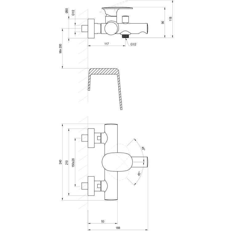 Vannas maisītājs RAVAK SPRING SG 022.10WHM, balts matēts