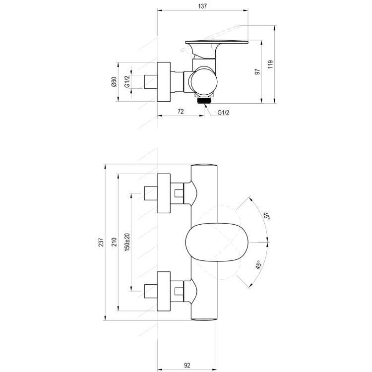 Dušas maisītājs RAVAK SPRING SG 032.00CR, hroms
