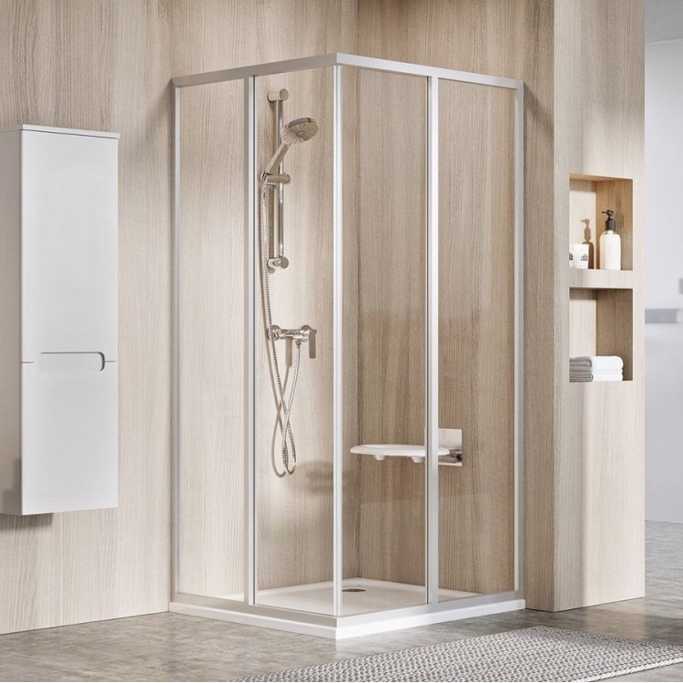 Dušas stūris kvadrātveida RAVAK SRV2+SRV2 80x80 cm, satīns/caurspīdīgs