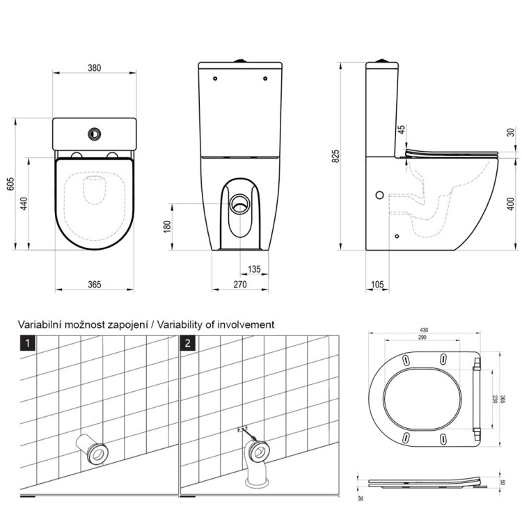 Tualetes pods Ravak Optima RimOff ar Soft Close/QR poda vāku, X01870 Tualetes pods Ravak Optima RimOff ar Soft Close/QR poda vāku, X01870