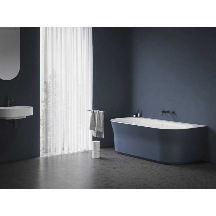 Brīvi stāvoša vanna Ravak YPSILON Wall 178x86 cm, tumši zila/balta