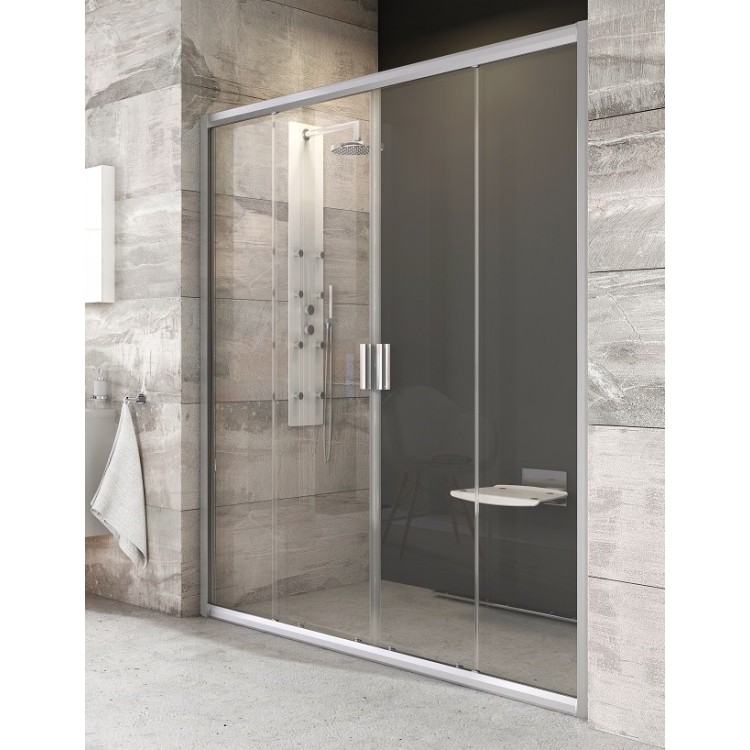 Dušas durvis bīdāmās RAVAK Blix BLDP4 130cm, satīns/caurspīdīgs