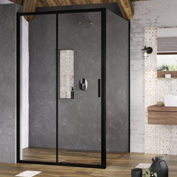 Dušas stūris taisnstūra Ravak Blix Slim BLSDP2+BLSPS 120x90cm, black