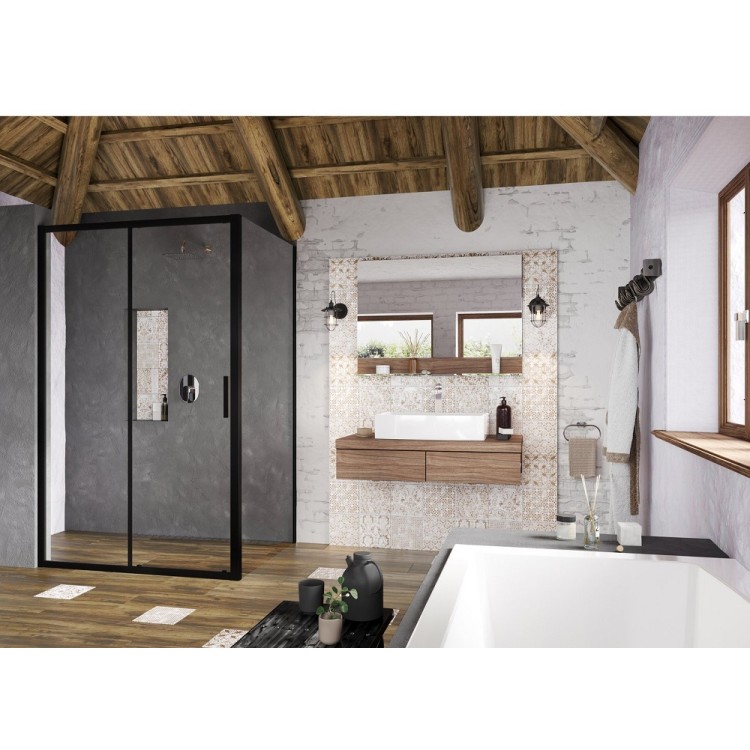 Dušas stūris taisnstūra Ravak Blix Slim BLSDP2+BLSPS 120x90cm, black