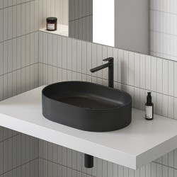 Vannas istabas uzliekamā izlietne Ravak Ceramic 550 O Slim 55x37cm, melna matēta