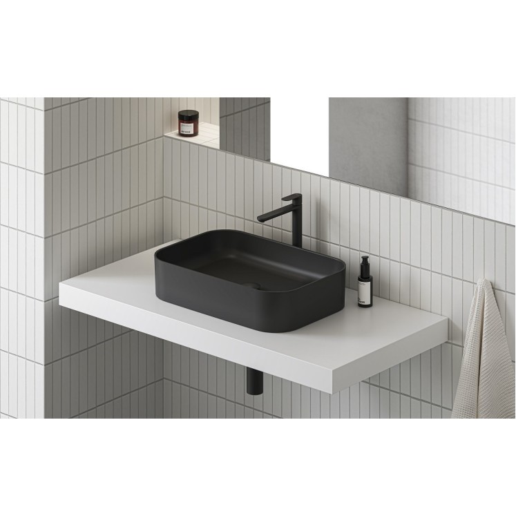 Vannas istabas uzliekamā izlietne Ravak Ceramic 550 R Slim 55x37cm, melna matēta