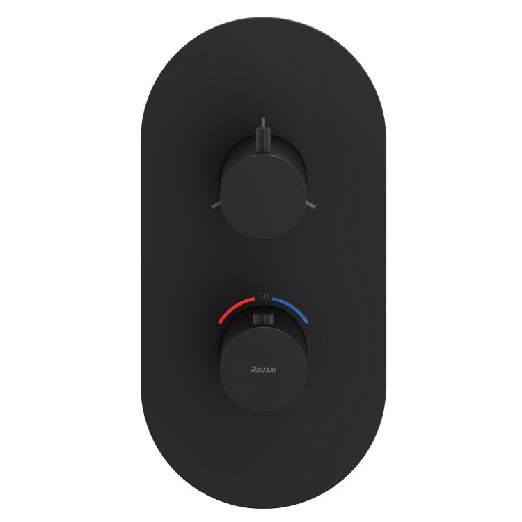 Ravak Espirit Termostata vannas/dušas jaucējkrāna virsapmetuma daĮa ES 067.20BLM.O3RB07C, melns matēts