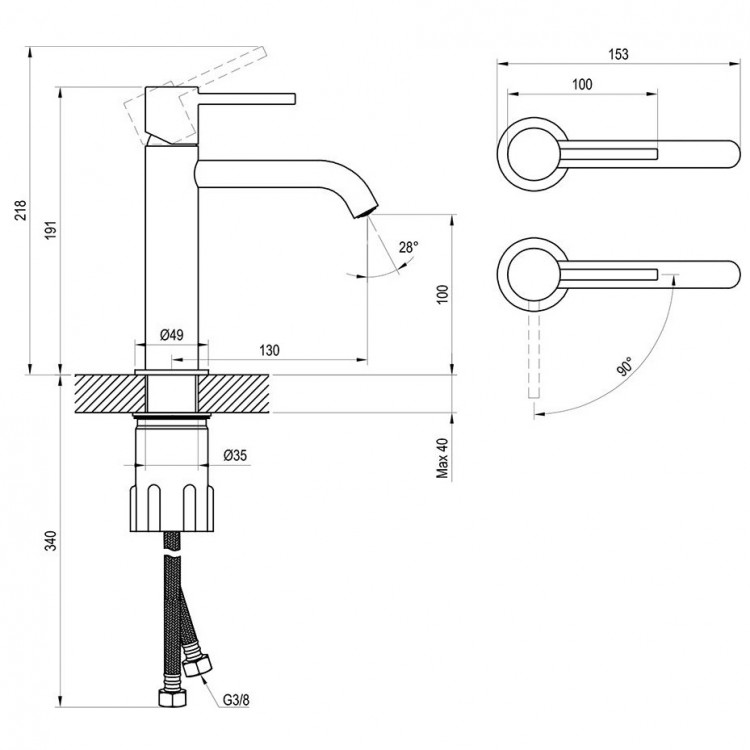 Izlietnes maisītājs Ravak Espirit BeCool ES 012.21BLM, melns matēts