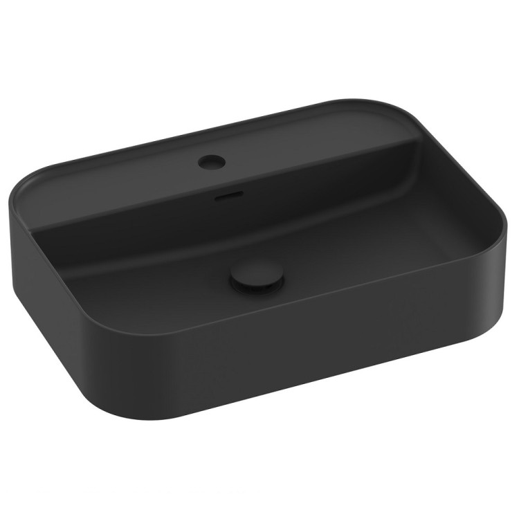 Vannas istabas uzliekamā izlietne Ravak Ceramic 550 R Slim Shelf 55x40 cm, melna matēta