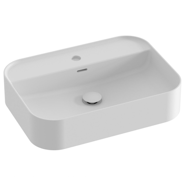 Vannas istabas uzliekamā izlietne Ravak Ceramic 550 R Slim Shelf 55x40 cm, balta matēta