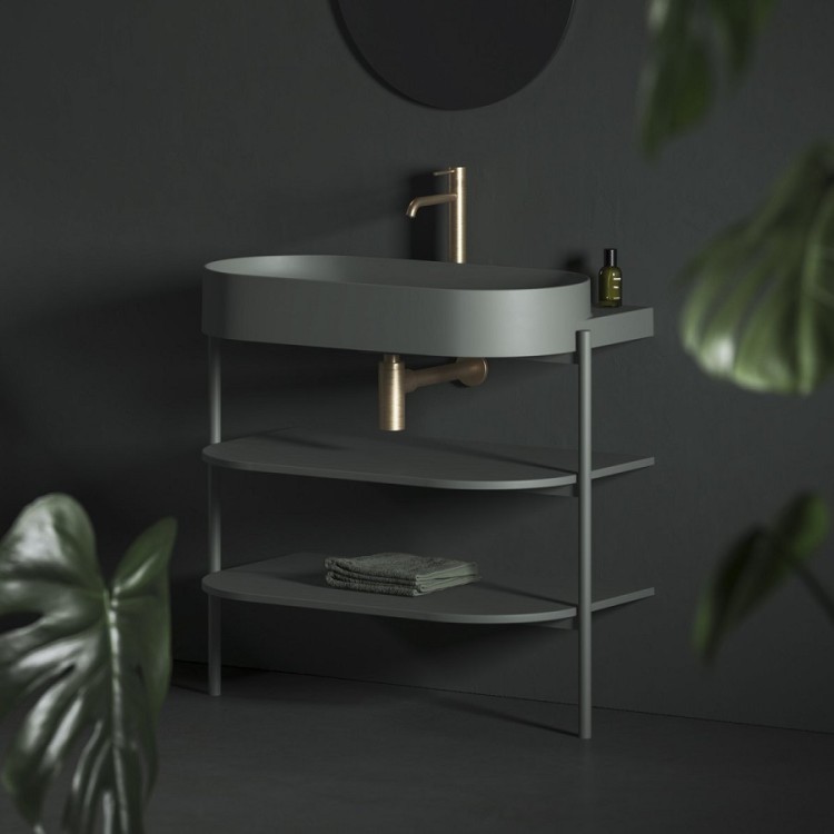 Vannas istabas izlietne RAVAK YARD 600 60.5x50 cm, grey green