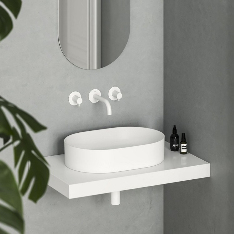 Vannas istabas uzliekamā izlietne Ravak Ceramic 550 O Slim 55x37cm, balta matēta