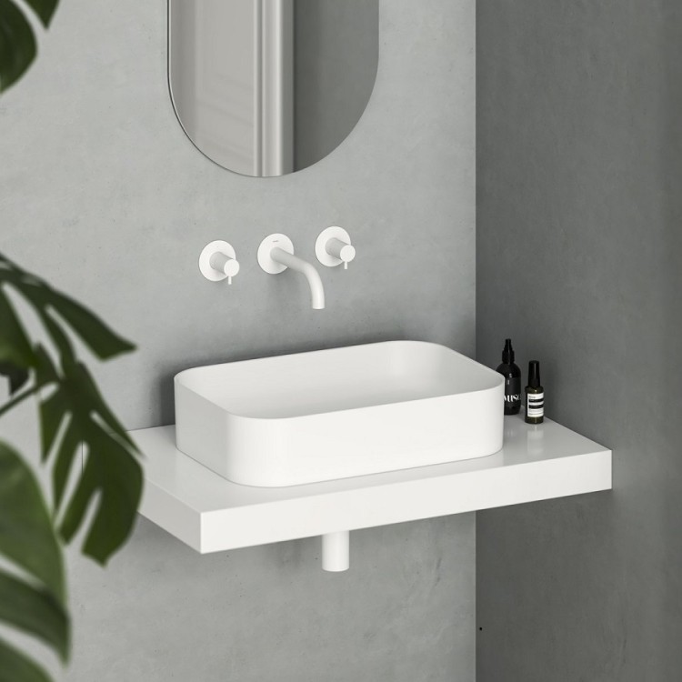 Vannas istabas uzliekamā izlietne Ravak Ceramic 550 R Slim 55x37cm, balta matēta