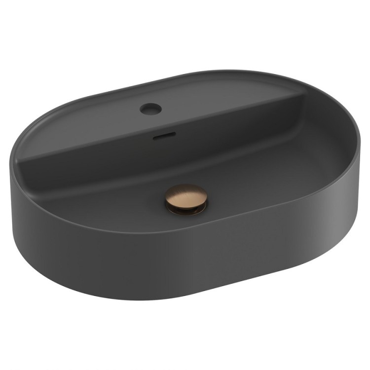 Vannas istabas uzliekamā izlietne Ravak Ceramic 550 O Slim Shelf 55x40 cm, antracīta