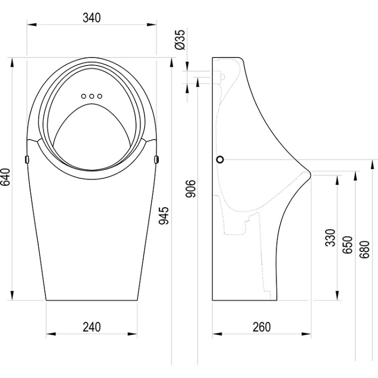 Pisuārs Ravak Freeman, balts X01929