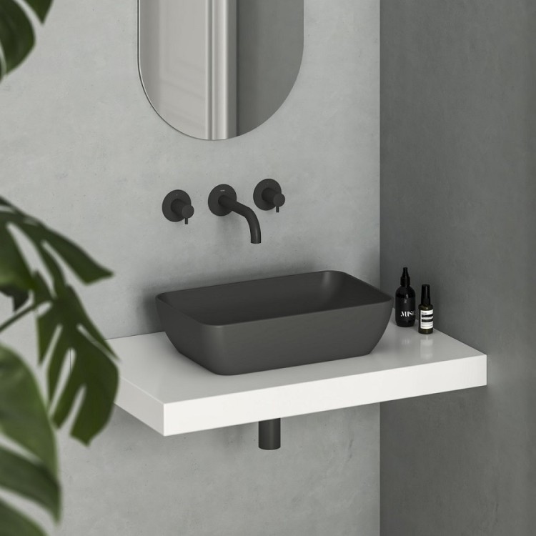 Vannas istabas uzliekamā izlietne Ravak Uni 500R Slim 50x31cm, antracīts