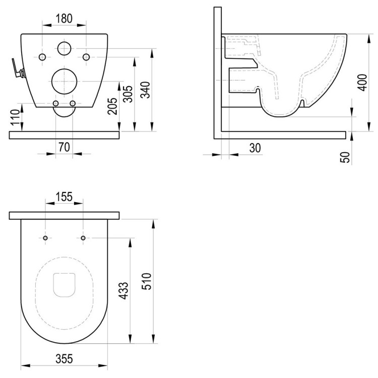 Tualetes pods piekaramais ar bidē funkciju Ravak Uni Chrome RimOff, X01912
