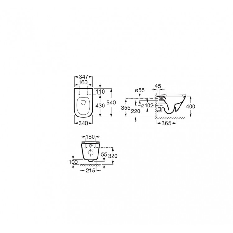 Tualetes pods piekaramais Roca The Gap Rimless ar soft close vāku, A34H47 Tualetes pods piekaramais Roca The Gap Rimless ar soft close vāku, A34H47
