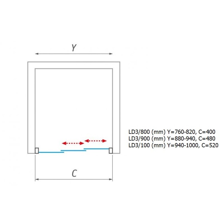 Dušas durvis Roth LD3/900 90cm, balts/polistirols