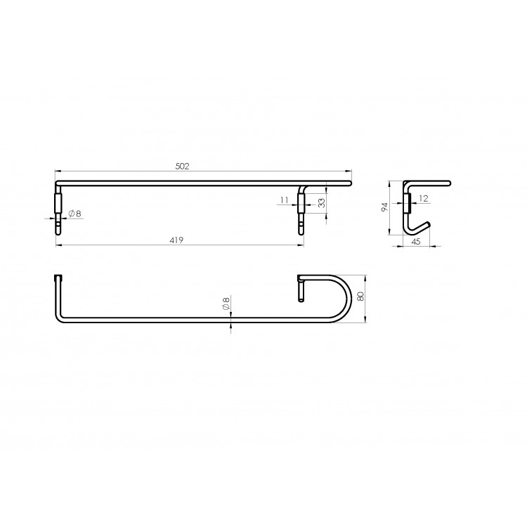 Dvieļu turētājs Rubineta MINI 50 cm 670107BK, 194014