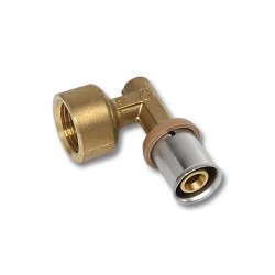 Presējamais līkums 90° ar iekšējo vītni daudzslāņu caurulēm 16 x 1/2'' Sanha TH