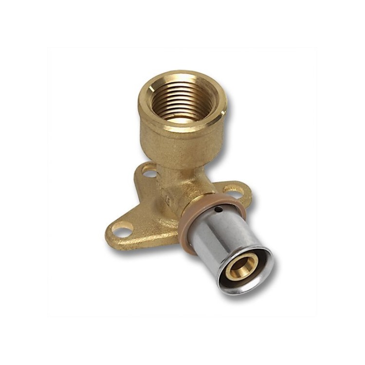 Presējamais līkums ar sienas stiprinājumu daudzslāņu caurulēm 20 x 1/2'' Sanha Presējamais līkums ar sienas stiprinājumu daudzslāņu caurulēm 20 x 1/2'' Sanha