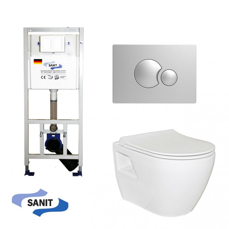 Komplekts Sanit OBT rāmis +poga+Turavit Rondo WC pods ar SC vāku