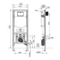 Iebūvējamais rāmis tualetes podam SANIT Ineo PLUS 1120mm, 4171/NEO