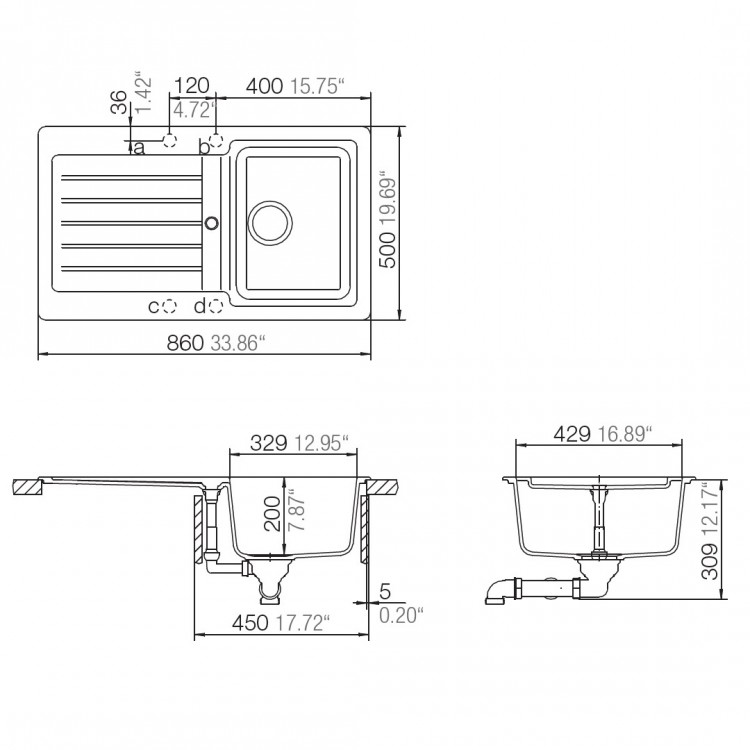 Virtuves izlietne Schock TYPOS D-100 86x50cm, croma