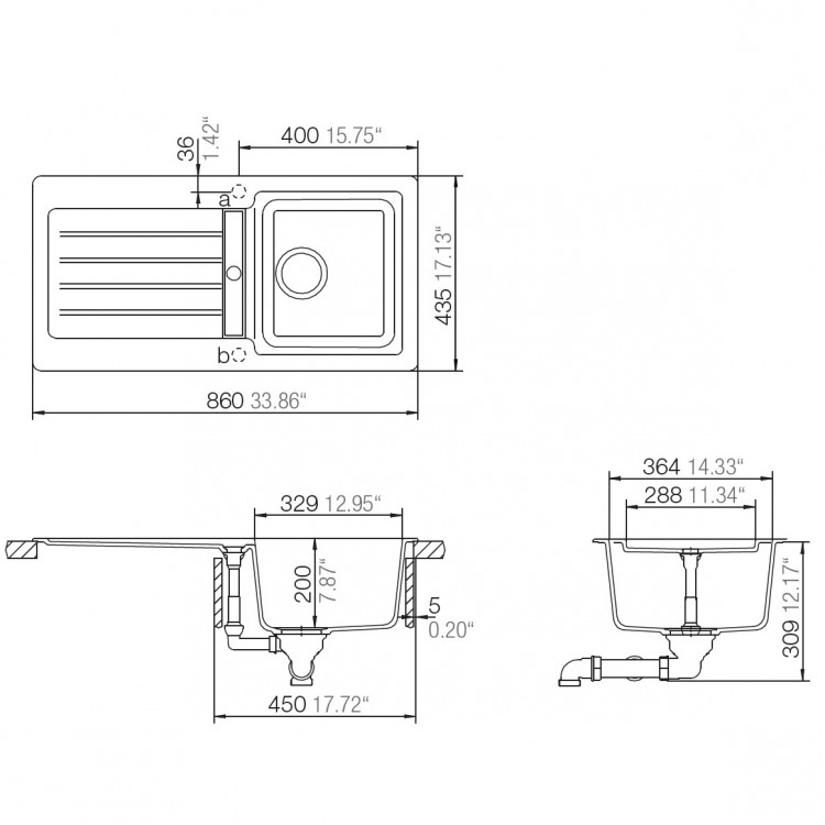 Virtuves izlietne Schock TYPOS D100S 86x43.5cm, asphalt