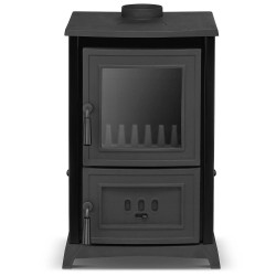 Čuguna malkas apkures krāsns ar plīts virsmu ALFA 902 6.2kW, melna