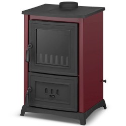 Čuguna malkas apkures krāsns ar plīts virsmu ALFA 902 6.2kW, sarkana