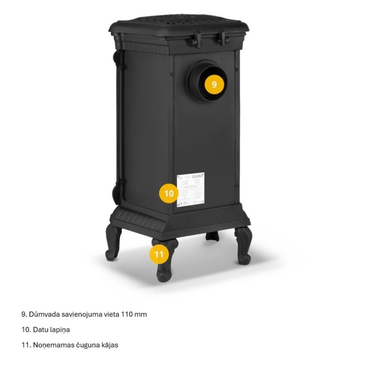 Čuguna malkas krāsns INGRID 9kW Čuguna malkas krāsns INGRID 9kW