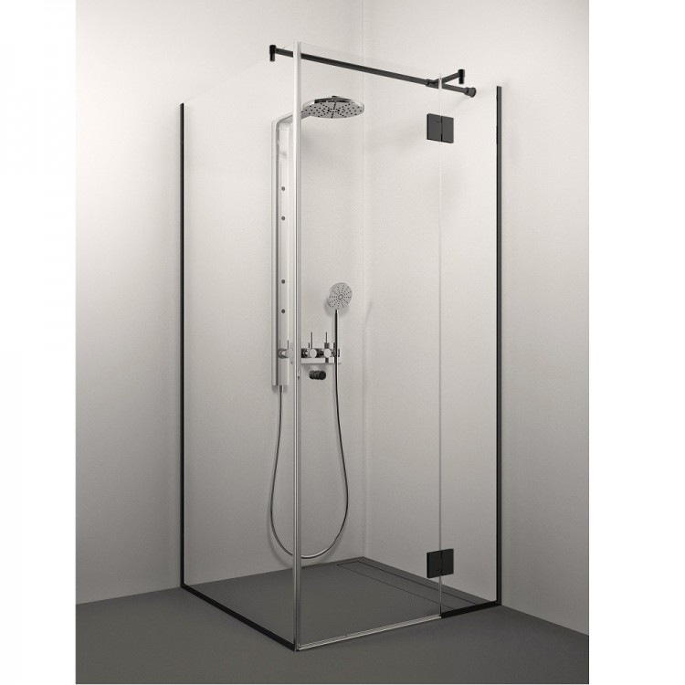 Dušas stūris kvadrātveida Stikla Serviss VERONICA Black 90x90cm
