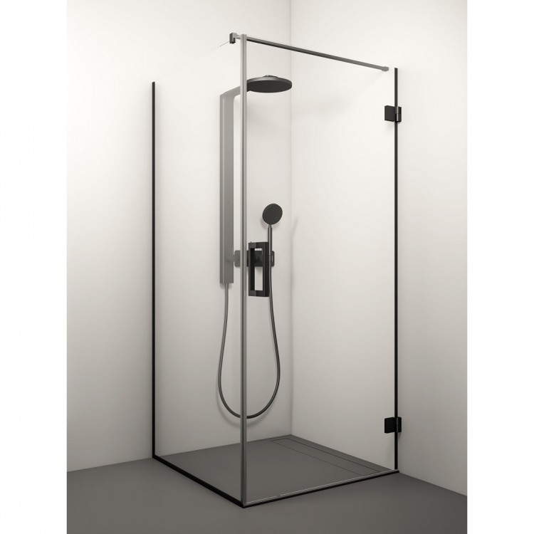 Dušas stūris kvadrātveida Stikla Serviss MONIKA BLACK 70x70cm