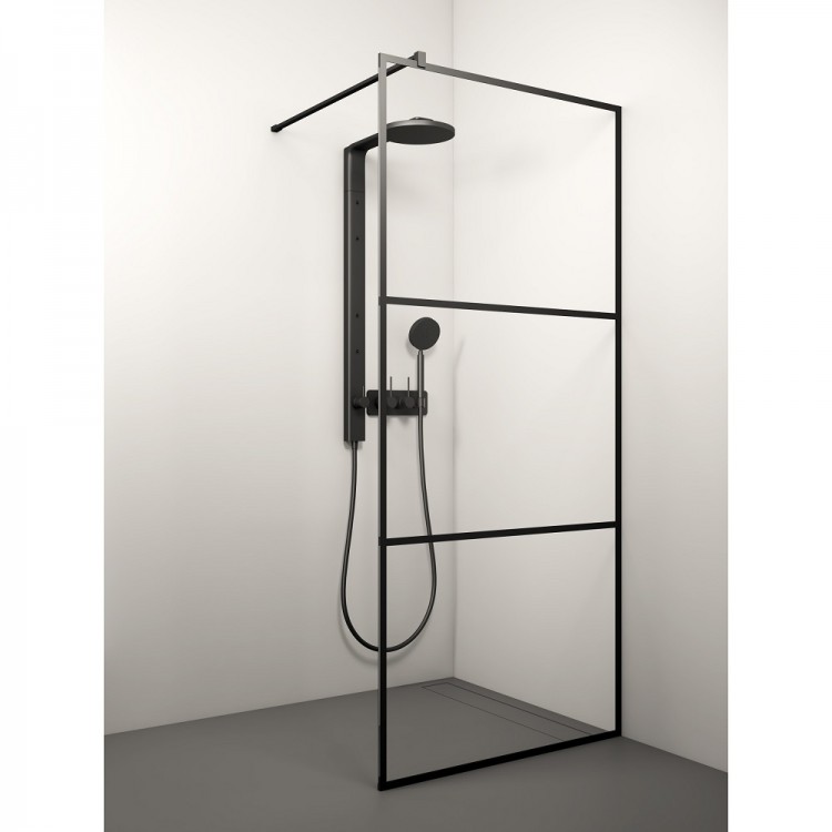 Dušas siena Stikla Serviss KAIRA BLACK Deep2 900mm Dušas siena Stikla Serviss KAIRA BLACK Deep2 900mm